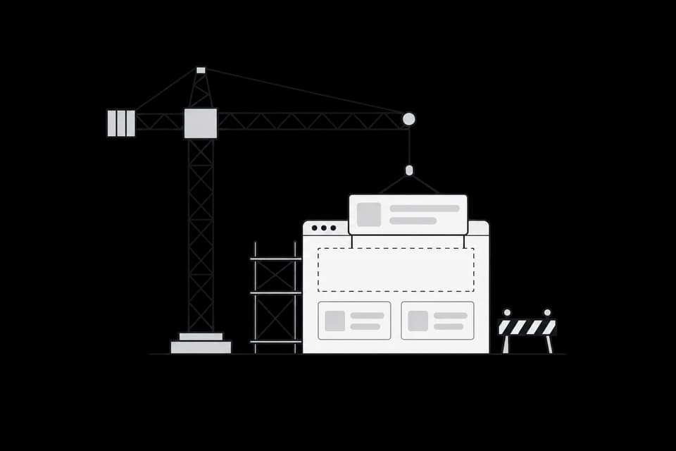 A crane assembling a web page